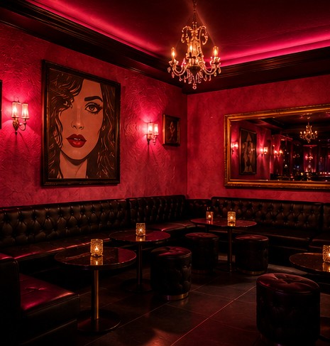 Salón lounge con sofás capitoné y luz cálida